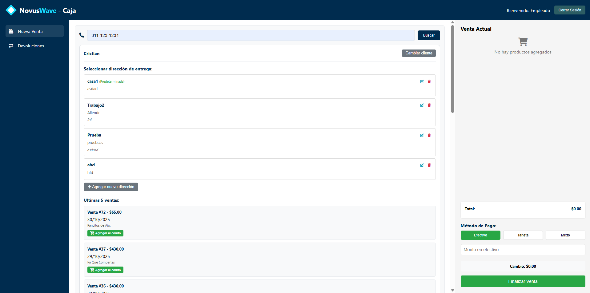 Interfaz de Gestión de Clientes