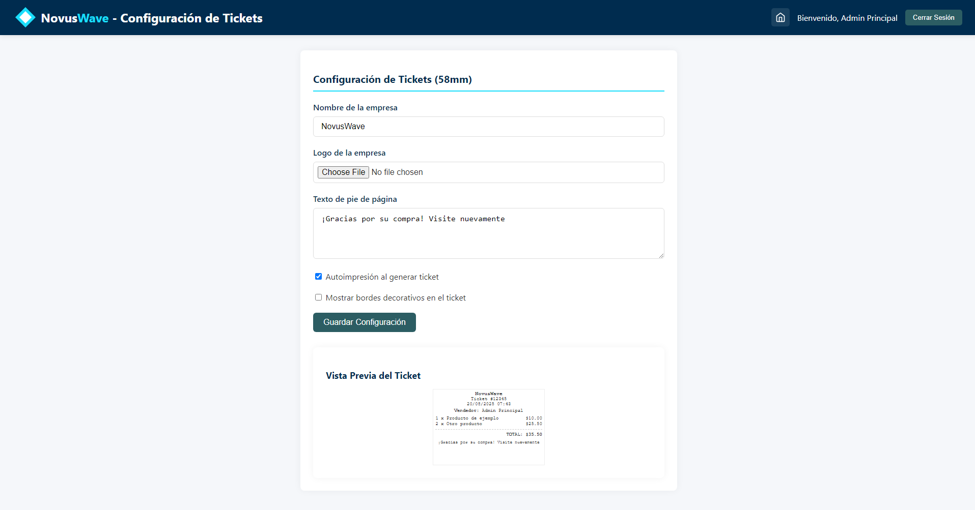Interfaz de Configuracion